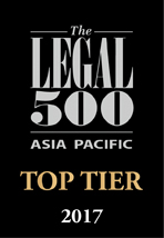 The Legal 500 Asia Pacific Top Tier Firm 2017